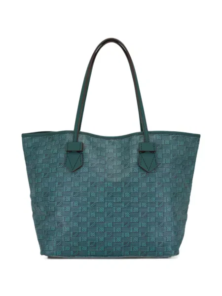 Geantă shopper Moreau din piele cu imagine cu imprimeu geometric verde