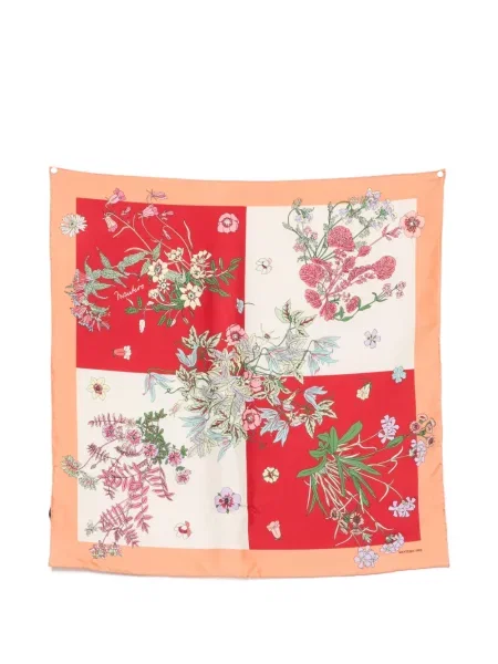 Fular Mantero 1902 de mătase cu model floral cu imagine roșu