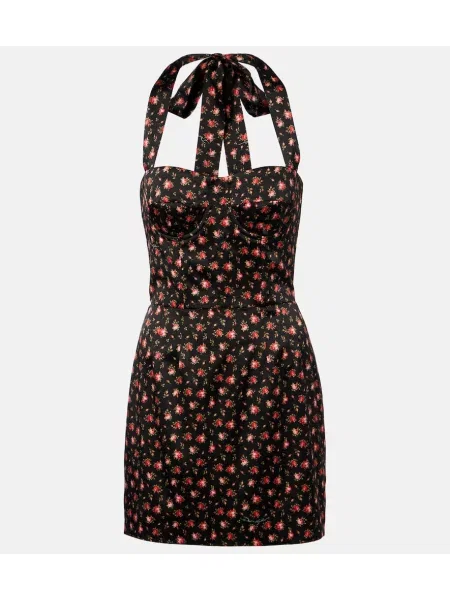 Rochie Dolce&gabbana din satin cu model floral cu gât halter negru