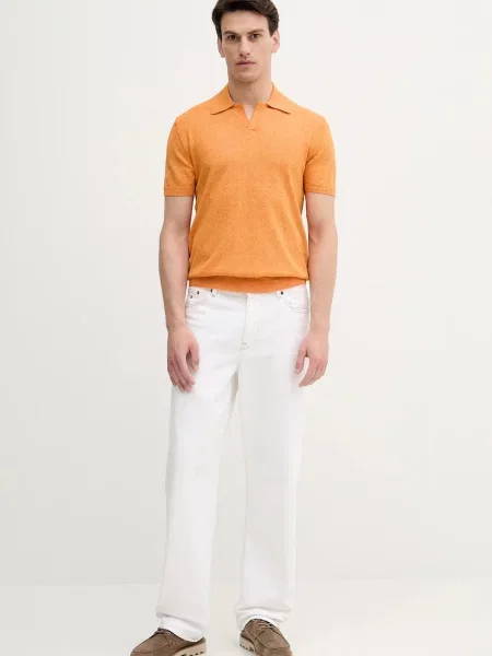 Меланжевое поло United Colors Of Benetton оранжевое