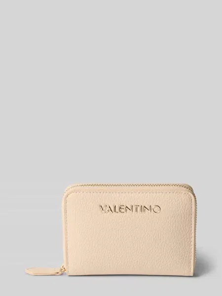 Lniany portfel Valentino Bags beżowy