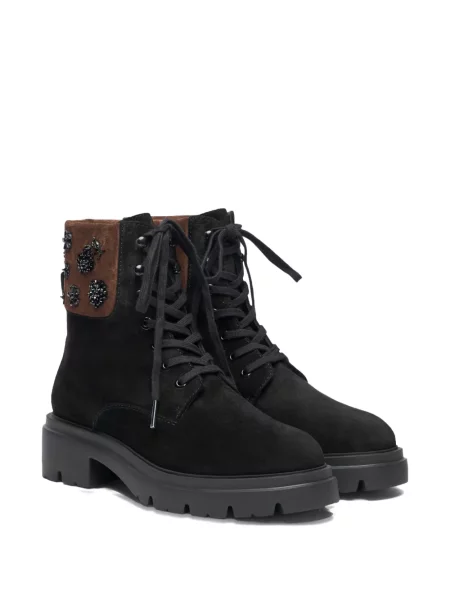 Боти Stuart Weitzman с връзки с дантела черно