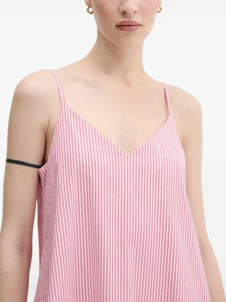 Rochie maxi Benetton cu dungi cu volane roz