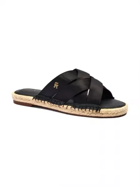 Tommy Hilfiger Papucs bőr hozzáadásával fekete