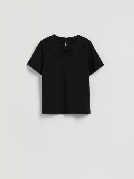 Reserved Bluză cu guler decorativ negru