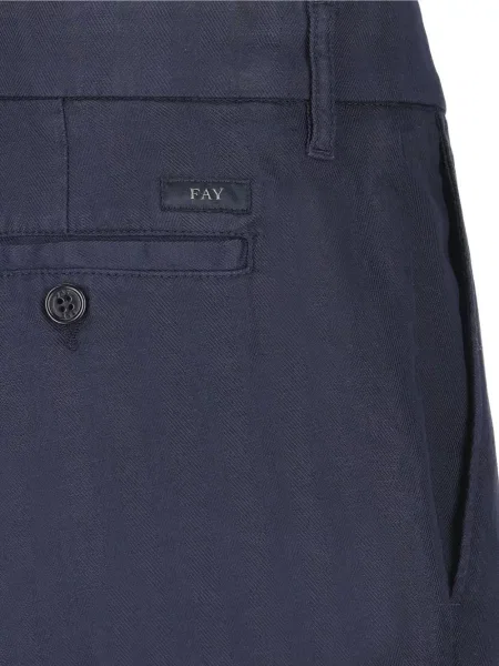 Pantaloni Fay cu model herringbone albastru