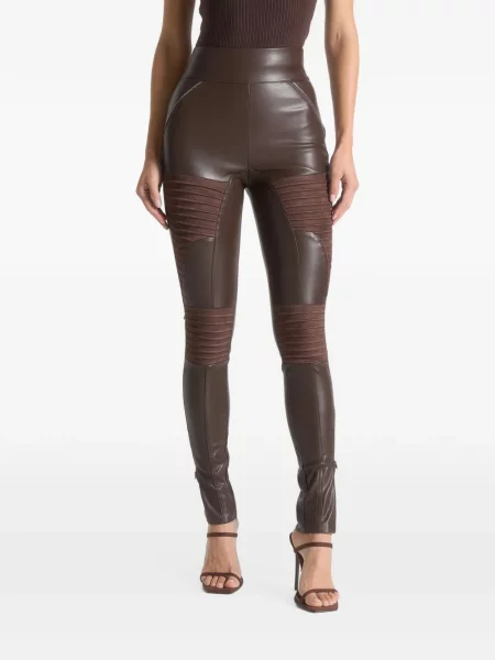Leggings Manière De Voir din piele de căprioară maro