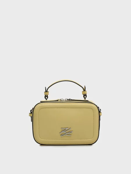 Шкіряна сумка Karl Lagerfeld K/Autograph з автографом жовта