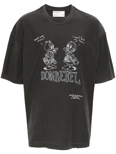 Тениска Domrebel с принт сиво