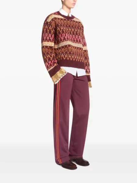 Pantaloni Dries Van Noten din jerseu alergare violet