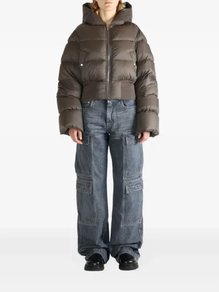 Geacă cu puf Rick Owens cu glugă gri