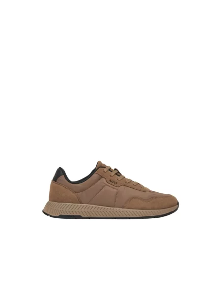 Sneakersy Boss zamszowe brązowe