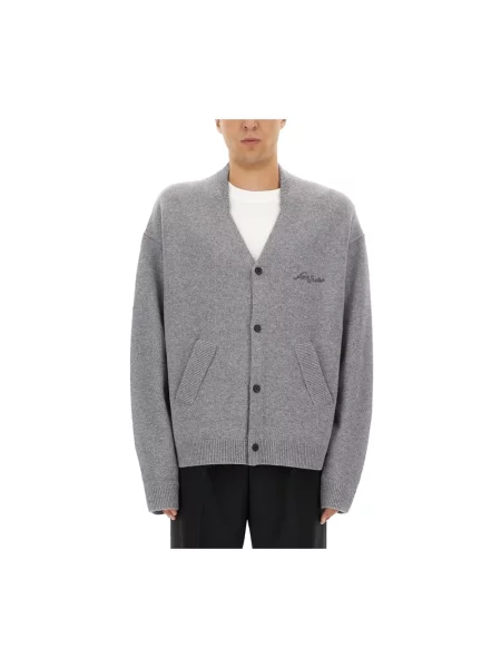 Kardigan Acne Studios wełniany z dekoltem w serek szary