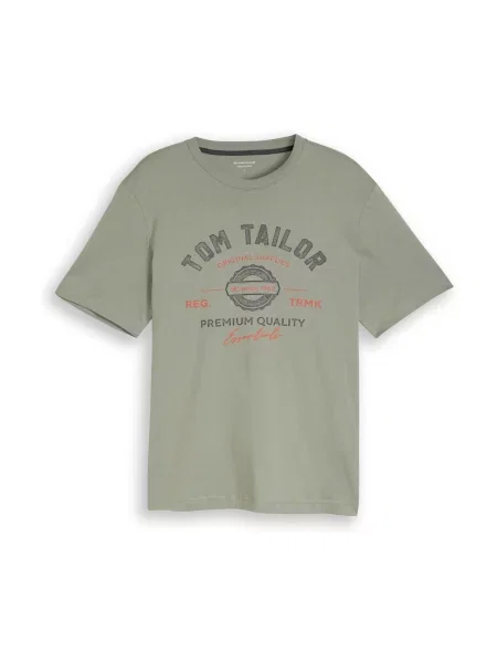 TOM TAILOR Majica oliva / oranžna črna