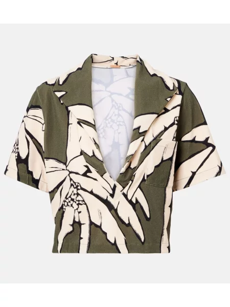 Zkrácená froté košile Johanna Ortiz s potiskem zelená