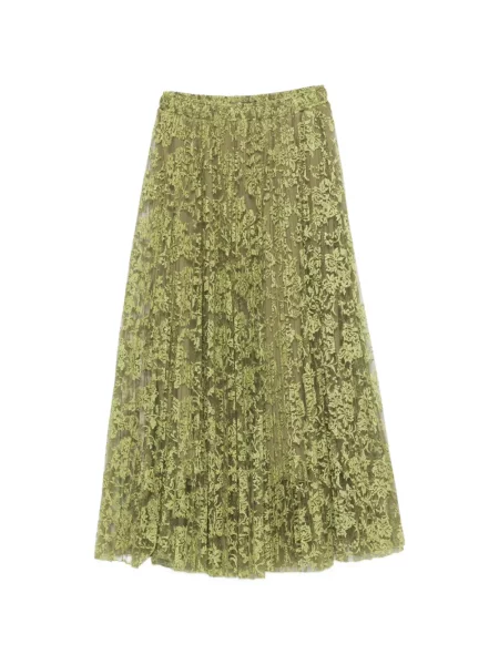 Fustă midi Ermanno Scervino cu model floral din dantelă verde