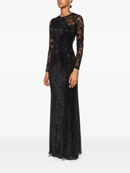 Rochie maxi Self-portrait lungă de costum negru