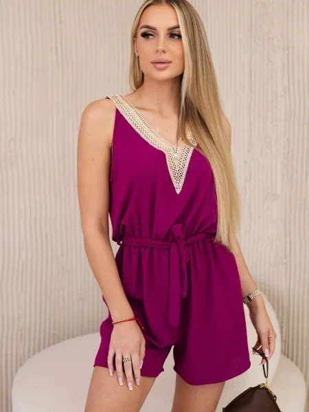 Salopetă Kesi din dantelă scurtă