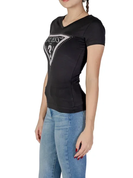 T-shirt z nadrukiem z logo model ‘PYTHON’ Guess czarna