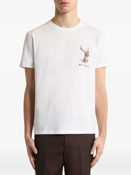 Tricou Etro cu broderie din jerseu alb