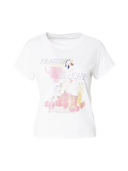 GUESS Tricou crem / magenta alb
