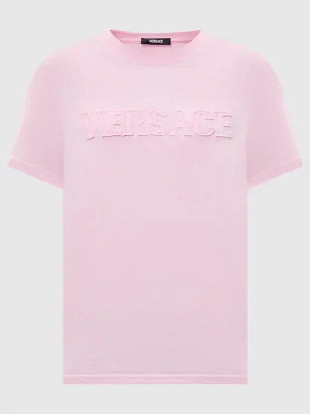 Футболка з нашивкою логотипа Versace рожева