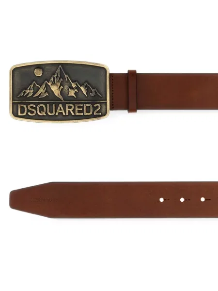 Curea Dsquared2 din piele cu autograf maro