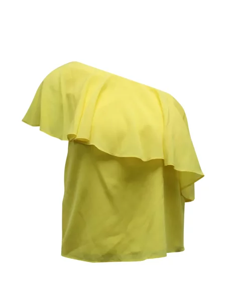 Top Alice + Olivia cu volane cu un umăr gol galben