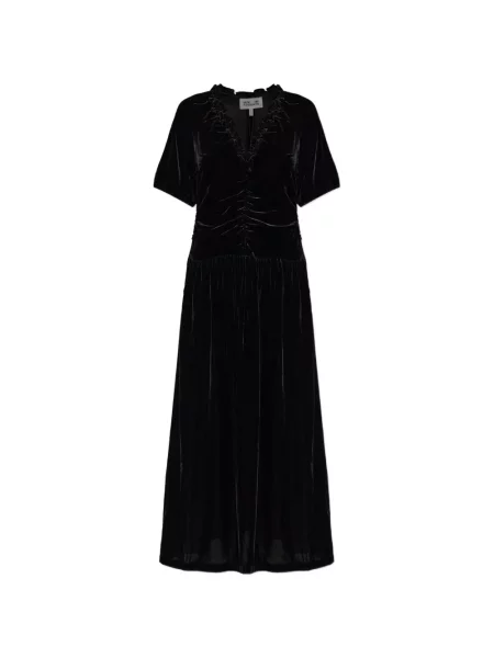 Rochie maxi Baum Und Pferdgarten de catifea cu volane negru