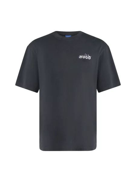 HUGO Tricou gri metalic alb