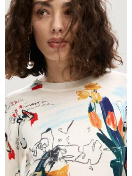 Desigual Megztinis Nantes Lacroix Écru
