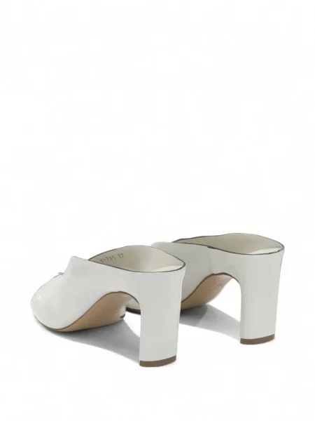 Papuci tip mules Del Carlo din piele alb