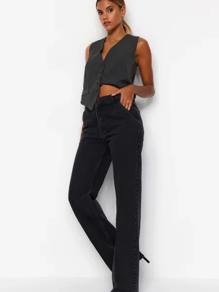 Blugi cu picior larg Trendyol negru