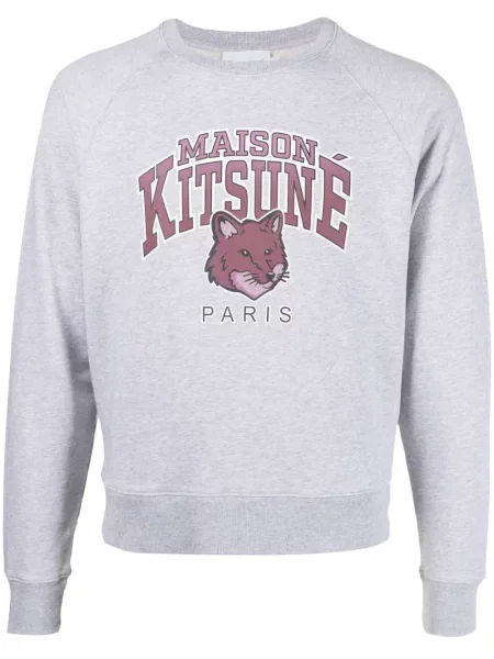 Hanorac Maison Kitsune cu imagine gri
