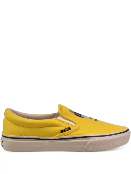 Haftowane sneakersy Polo Ralph Lauren zamszowe wsuwane żółte