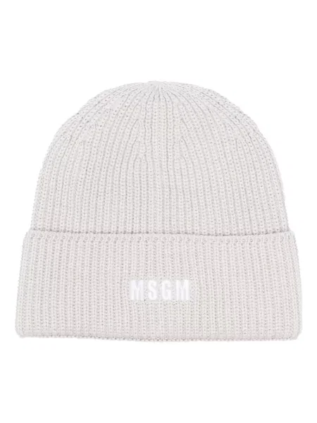 Pletené žebrované beanie čepice Msgm s výšivkou