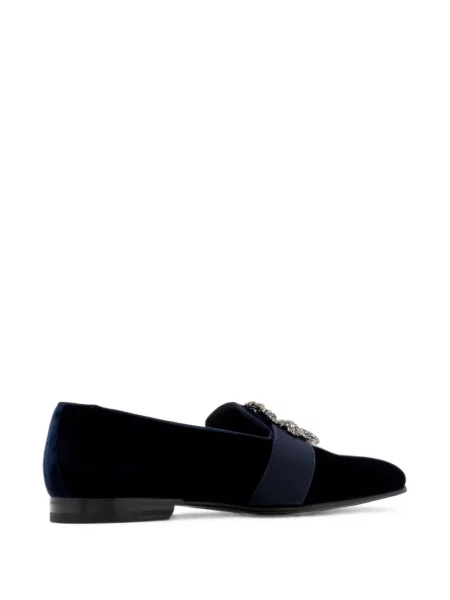 Loaferice Manolo Blahnik od samta sa kopčom plava