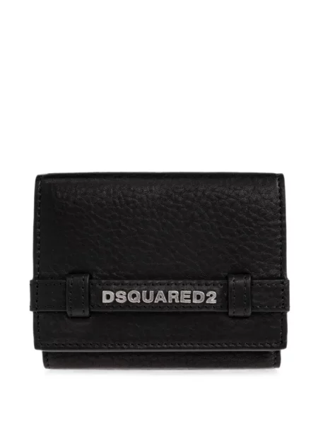 Portofel Dsquared2 din piele cu autograf negru