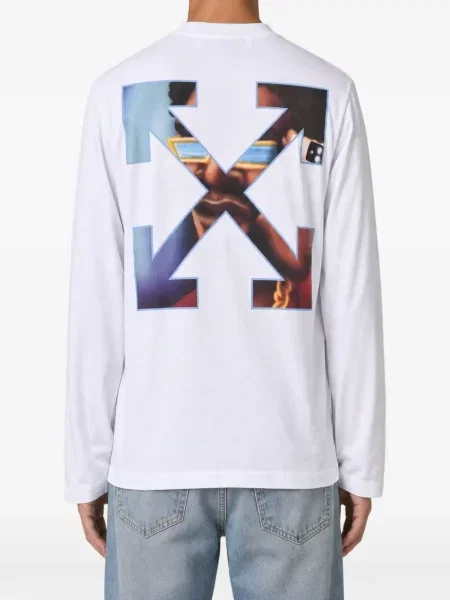 Lung tricou Off-white cu imagine alb