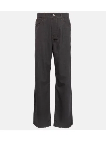 Volneni hlače z ravnimi hlačnicami Miu Miu siva