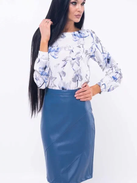 Мини кожаная юбка Rimari синяя