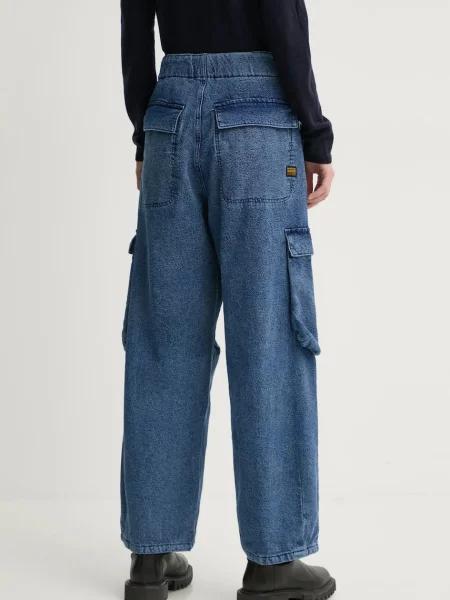 Kalhoty G-Star Raw jednoduché high waist modrá