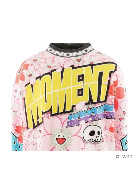 Lung tricou Takashi Murakami cu imagine alb