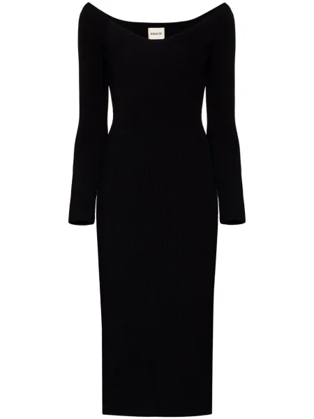 Rochie midi Khaite tricotate până la genunchi de costum negru