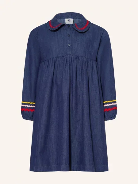 Petit Bateau Džínové Šaty tmavě modrá / tmavě / žlutá červená