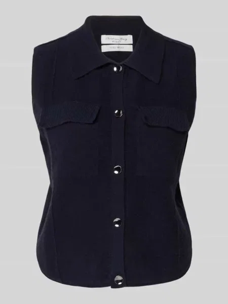 Koszula wełniana z wykładanym kołnierzem Christian Berg Woman granatowa