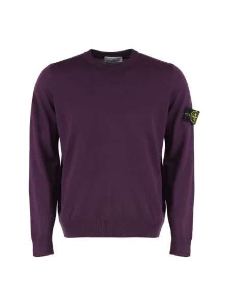 Sweter wełniany Stone Island wełniany z kamieniami fioletowy