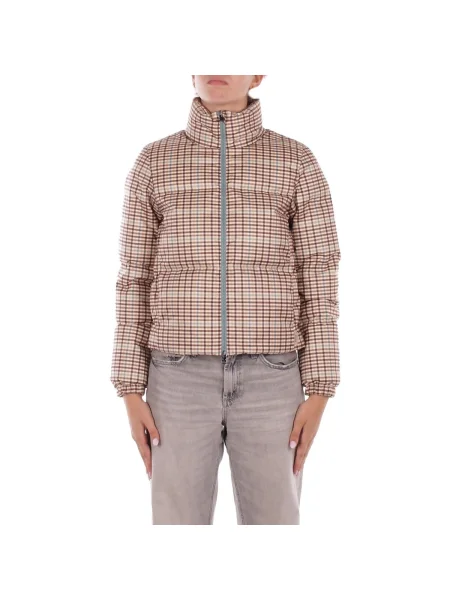 Dámska bunda Woolrich Printed Wool beige check béžová