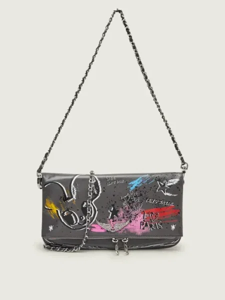 Zadig&Voltaire De piele geantă pe umăr ROCK HUMBERTO gri
