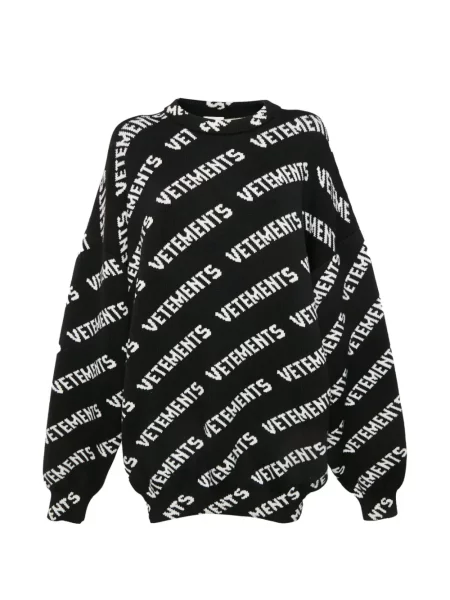 Pulover Vetements tricotate cu autograf negru